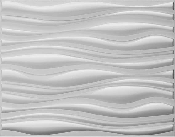 Art3d Decorative 3D Wall Panels Big Wave Deisgn, 31.5"x24.6" Matt White (6 Pack)