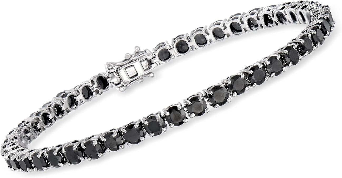 Ross-Simons 12.00 ct. t.w. Black Spinel Tennis Bracelet in Sterling Silver