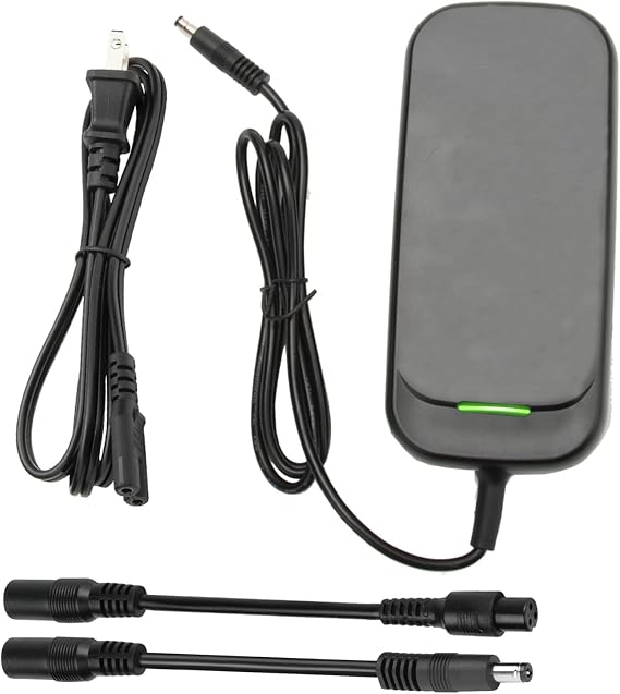 36V 2A Battery Charger with 3 Plugs 2.1mm 2.5mm DC Plug and 8mm 3-Prong Female Connector for Lithium Battery, 42V Fast Smart Power Adapter Replacement for All Brands 36 Volt Device