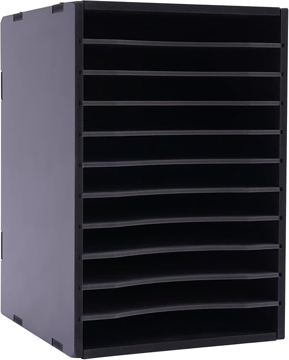 11 Slots Desktop File Sorter 11-Compartment Literature Organizer Mail Organizer Student Mailboxes for Classroom Classification Display Cabinet for Office School Home (Black)