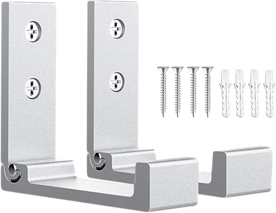 OHIYO Folding Wall Hooks 2PCS Foldable Hooks Bearing Load 33lb/15kg Wall Mounted Heavy Duty No Rust Aluminum Alloy Folding Coat Hooks with 4pcs Screws for Hanging Coat & Bags & Hat (Silver)