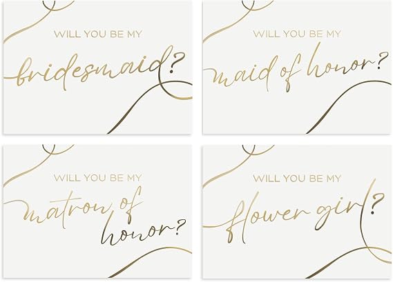 Honeyplum Bridesmaid Proposal Cards - 12 Cards With Envelopes | Includes Will You Be My Bridesmaid, Maid of Honor, Matron of Honor, Flower Girl Cards