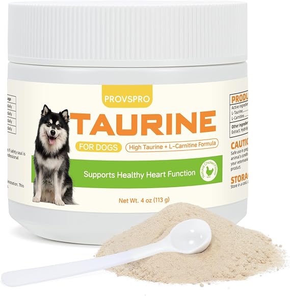 Taurine for Dogs, Dog Heart Supplements with L-Taurine 500mg & L-Carnitine 50mg, Taurine Supplement for Dogs Supports Heart Health, Maintains Cardiovascular Health and Blood Circulation (4 oz)