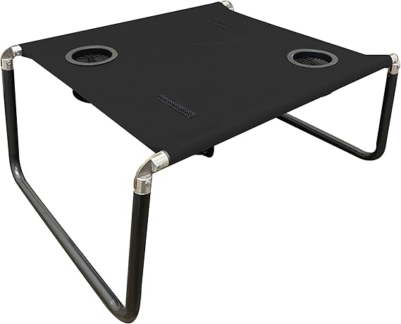 Neso Beach Table - Lightweight, Portable and Foldable Table for Beach, Camping and Outdoor Adventures - Stable Surface - with Cup Holder for Drinks and Phone Pockets - Black
