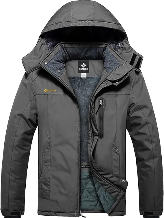 GEMYSE Men's Winter Ski Jacket Waterproof Snow Coat with Detachable Hood