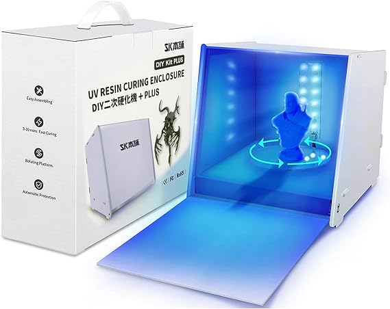 SK Honpo Photopolymerization 3D Printer for Resin Secondary Curing Machine with UV Light PLUS Timer, White