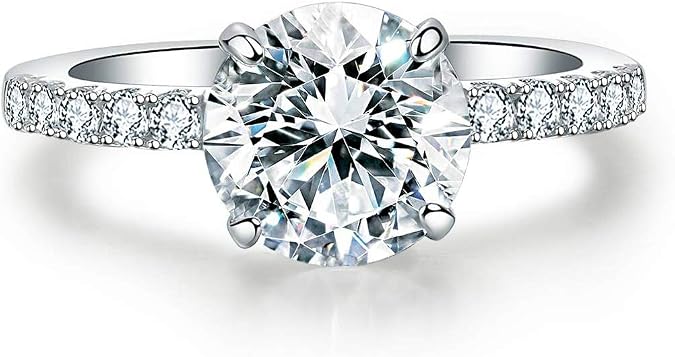 Precision Cut Zircon 2 Ct Round-cut Halo Bridal Ring 925 Silver Accented Brilliant Solitaire Engagement Ring