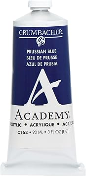 GRUMBACHER Academy Acrylic Paint, Gloss, 3 Fl Oz Pack of 1, Prussian Blue