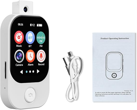 Jectse MP3 Music Player, 2.01 inch Touchscreen with Built in Camera, Hi Fi Sound, Metal Frame, Portable Multimedia Device for Music, Photos, Videos (White)
