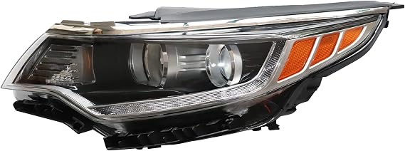 Front Headlight Assembly For 2016 2017 2018 Kia Optima,Left Driver Side Replacement,Halogen Headlamp w/LED DRL Black Housing