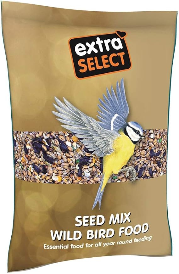Extra Select Wild Bird Seed Mix with Black Sunflower Seeds, Wheat, Dari, Millet Seeds - Nutrient Rich Wild Bird Food for Small Birds - 2kg