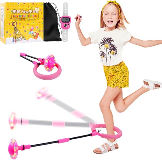 Skip It With Counter 子供用 折りたたみ式アンクルスキップボール 長めのフォームパッドフラッシュスキップイットおもちゃ、スポーツ&アウトドアプレイおもちゃ、誕生日プレゼント 4-8歳