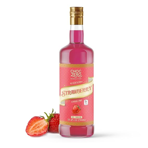 ChocZero Sugar Free Strawberry Syrup, No Sugar Alcohols, Low Calorie, Keto Friendly, 25.4 fl oz