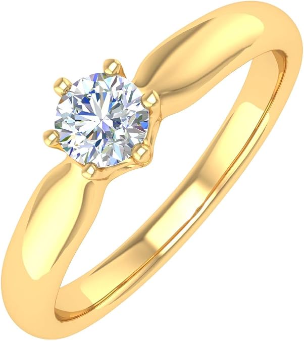 1/4 Carat 6-Prong Set Diamond Solitaire Engagement Ring 14K Gold -IGI Cert