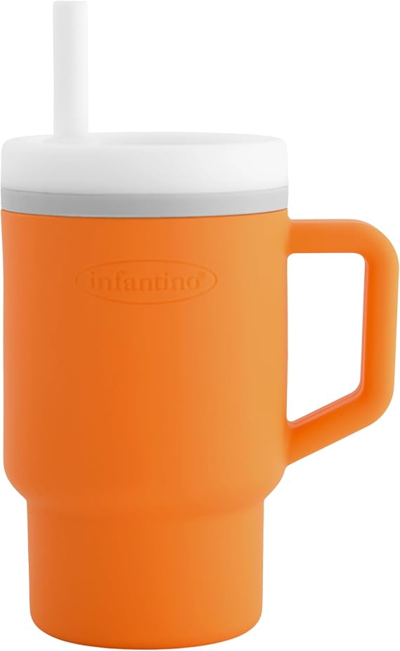 Infantino My 1st Tumbler Silicone Sippy Cup, Creamsicle, Straw Cup, 9oz