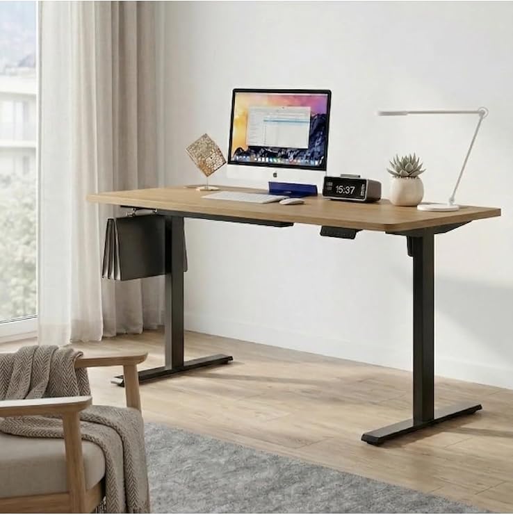 adornist - Yüksekliği Ayarlanabilir Ergonomik Bilgisayar & Çalışma Masası - Tek Motorlu (2 Hafızalı) (Ceviz, 160 * 60)