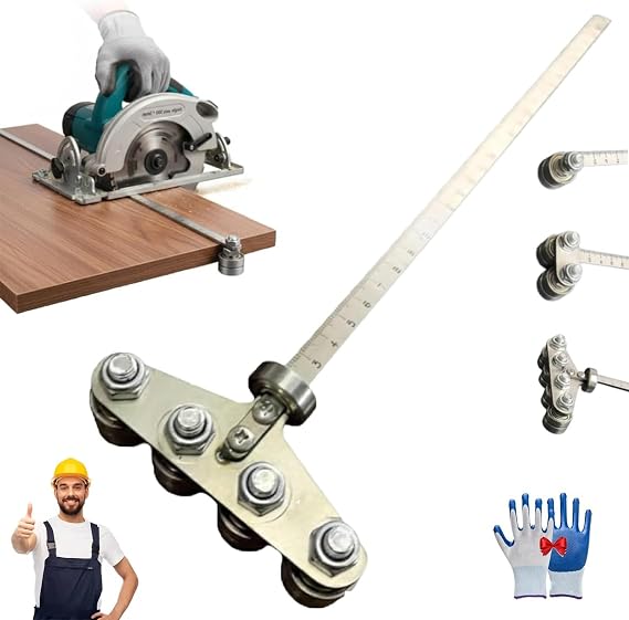 Circular Saw Roller Guide, Positioning Calipers for Precise Measurements & Easy Wood Cutting, Adjustable Cutting Machine Base Guide, Positioning Caliper for Circular Skill Hand Saw(Four-axis)