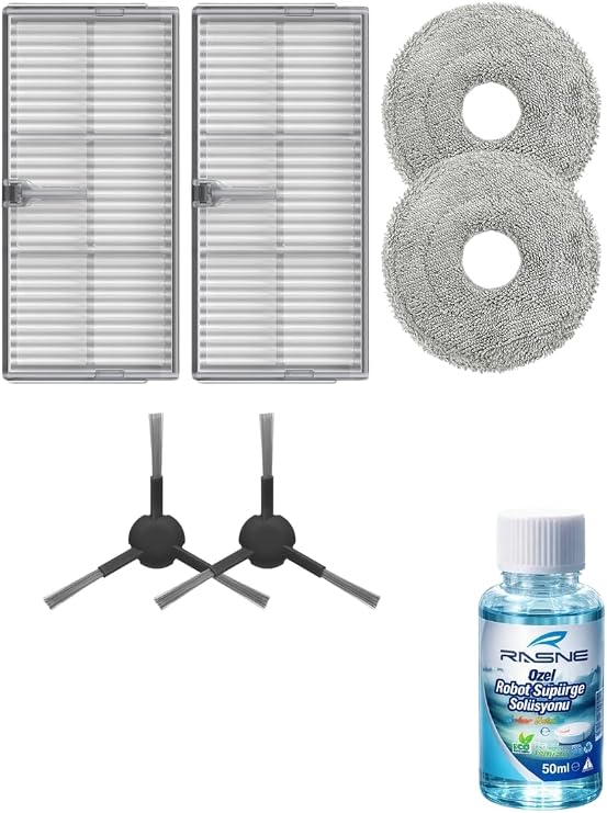 Dreame L40 Ultra AE ile Uyumlu 2 Yan Fırça 2 Filtre 2 Mop 1 Deterjan