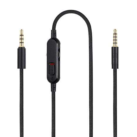 weishan G Pro X Cord, Detachable Gaming Headset Cable Replacement for Logitech G Pro / G433 / G233, 3.5mm(1/8") Nylon Braided Wire with Inline Mute Switch and Volume Controller, 6ft Long