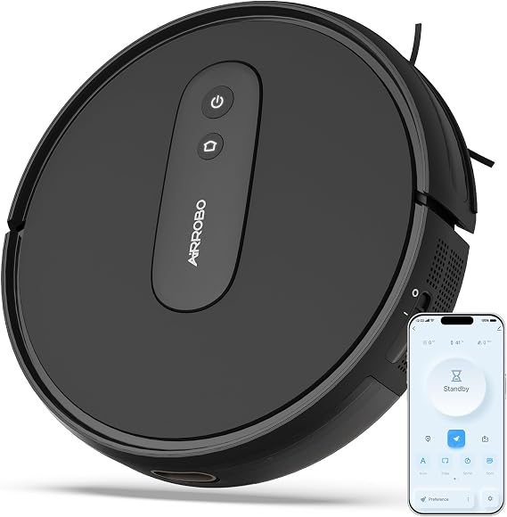 AIRROBO Robot Vacuums with 2800Pa Suction, 3-inch Slim Body, Gyroscope Navigation, Remote & App Control, 600ML Dustbin, Automatic Recharge Ideal Robot Vacuums Cleaner for Homes