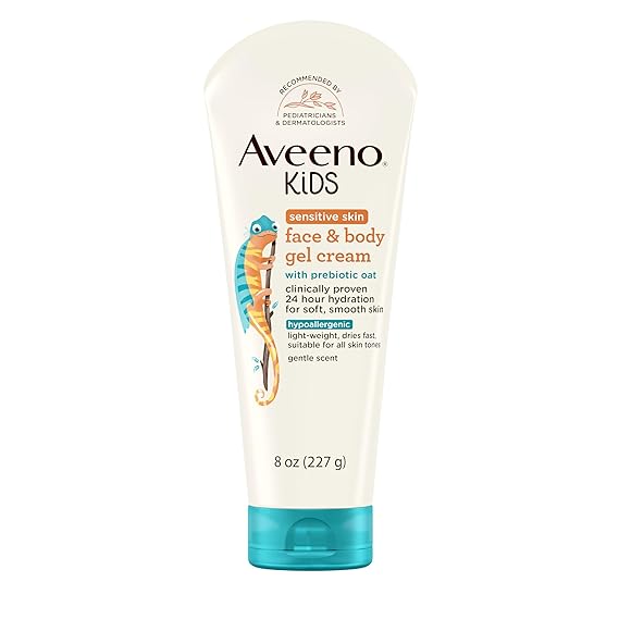 Aveeno Kids Sensitive Skin Face & Body Gel Cream, Hypoallergenic, 8 oz