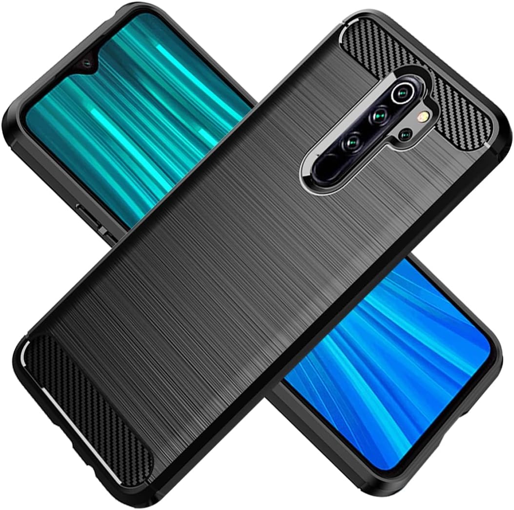 Case for Redmi Note 8 Pro Case, 2015105 M1906G7I M1906G7G Case, Slim Thin Carbon Fiber TPU Rubber Protective Cases Anti-Scratch Shockproof Cover for Xiaomi Redmi Note 8 Pro Black