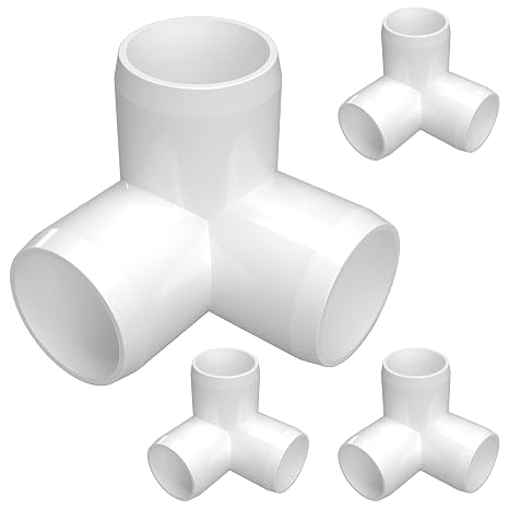 FORMUFIT 1-1/2 3-Way Elbow Furniture Grade PVC Fitting in White, Made in USA, UV-Resistant, Impact-Proof, 1.900 Actual Socket Diameter (Pack of 4)
