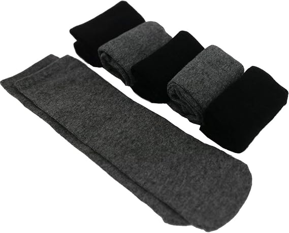 STARLY 6pairs Disposable Cotton Socks Tube Stretch Travel Sox Portable Hose Unisex Grey Black