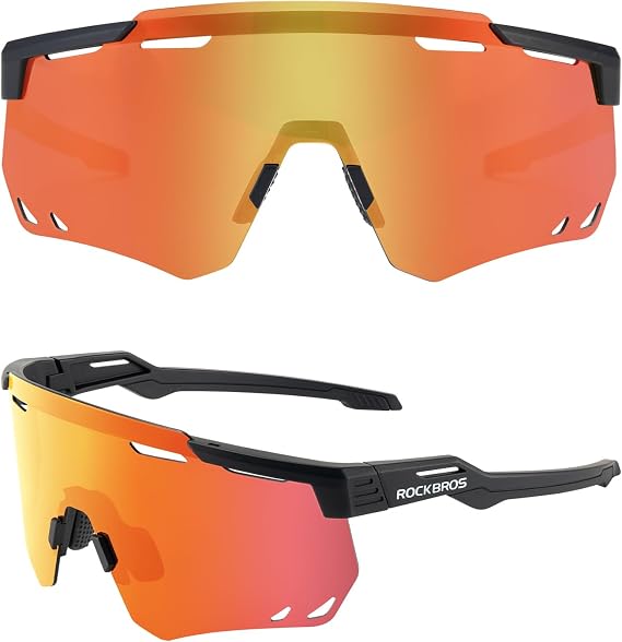 ROCKBROS Polarized Cycling Glasses, UV Protection Sports Sunglasses for Men Woman, Biking Sunglasses for Running Driving