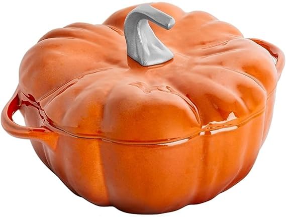Enameled Cast Iron Dutch Oven with Lid Pumpkin Cocotte Non Stick Dutch Oven Pot Sturdy Ovenproof Stockpot Cookware Enamelled Cooking Pot Oversized Handles (1.95-quart)