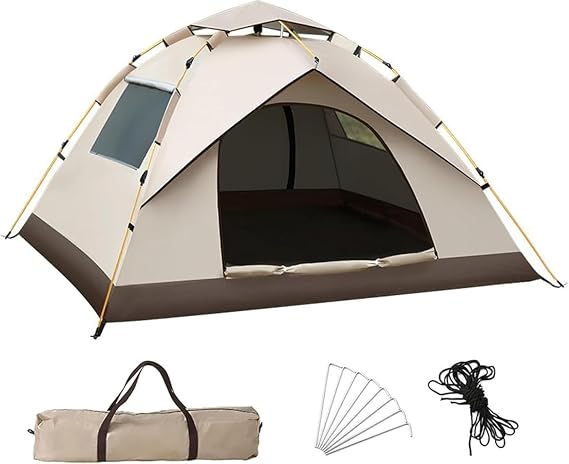 One-Touch Tent, Silver Coating, Automatic Open/Close, 5 Seconds Setup, UV High Shading, Windproof, Waterproof, Pressure Resistant, One-Touch Dome Tent, 4-Sided Mesh, Ultra Lightweight, Storage