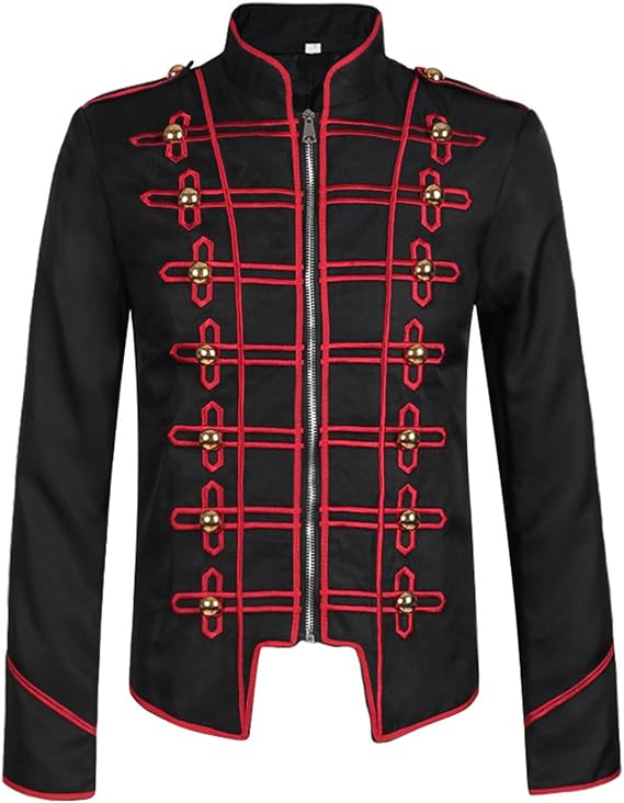 Men Marching Band Drummer Military Jacket Steampunk Stage Performance Parade Jacket Tailcoat Uniform Halloween Costume