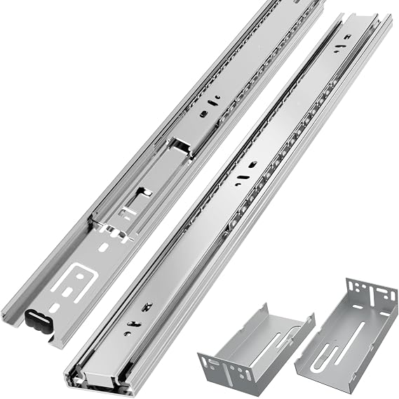 Bundle-2 Items:BAIDICE 5 Pairs 18 inch Full Extension Drawer Slides (Sliver)& 5 Pairs Rear Mounting Brackets