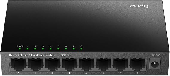 Cudy 8 Port Gigabit Metal Fanless Unmanaged Ethernet Switch, GS108