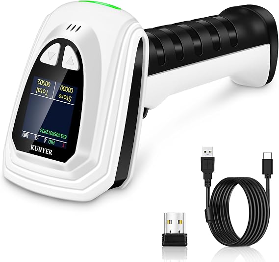 KUIIYER 1D QR 2D Barcode Scanner, Bluetooth Wireless Bar Code Reader