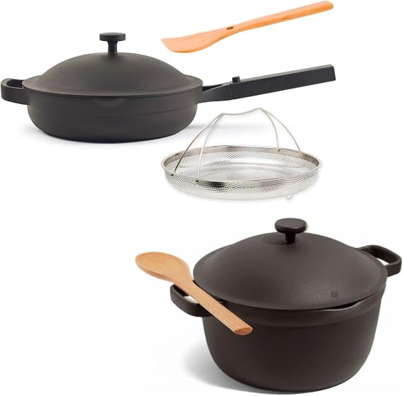 Our Place Cookware Duo, 7-Piece Ceramic Nonstick Cookware Set with Strainer