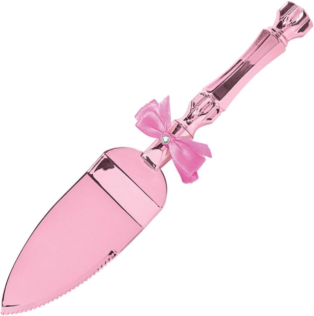 Metallic Pink Cake Plastic Server - 10, 1 Pc