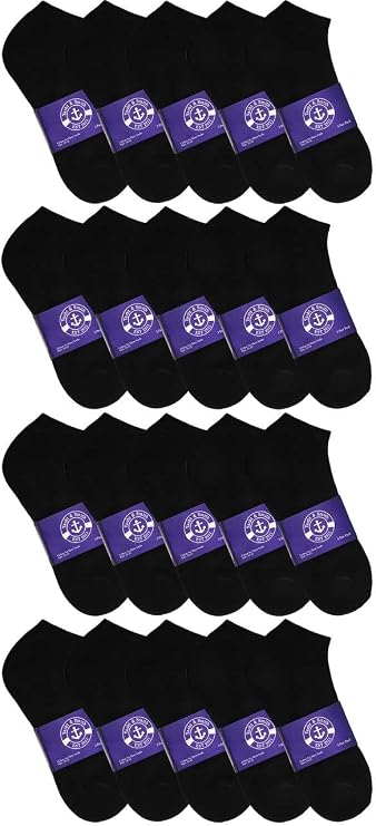 60 Pairs of Bulk Mens Quarter Ankle Socks, Mens Casual Sock Wholesale Case, Black White Gray