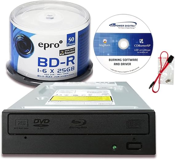 Digital Pioneer BDR-212D 16X Blu-ray DVD CD Built-in Burner Drive Bundle