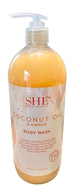 Om She Aromatherapy COCONUT OIL & MANGO Body Wash Shower Gel 33.8 oz Jumbo