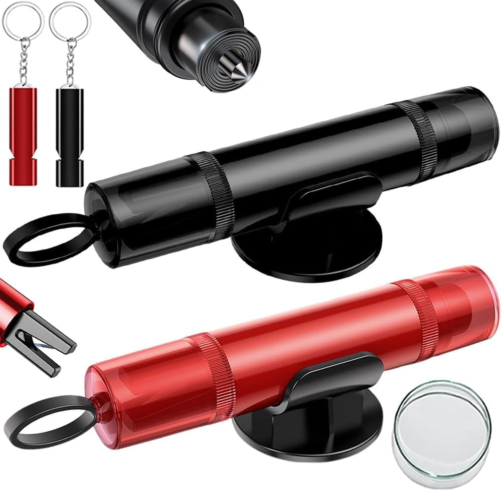 2 x Safe Car Emergency Hammer, 2 in 1 Car Window Breaker Seatbelt Cutter Car Safety Hammer Escape Tool Quick Cutter Emergency Window Breaker Escape Safety Hammer, Window Glass Breaker Seat Belt Cutter