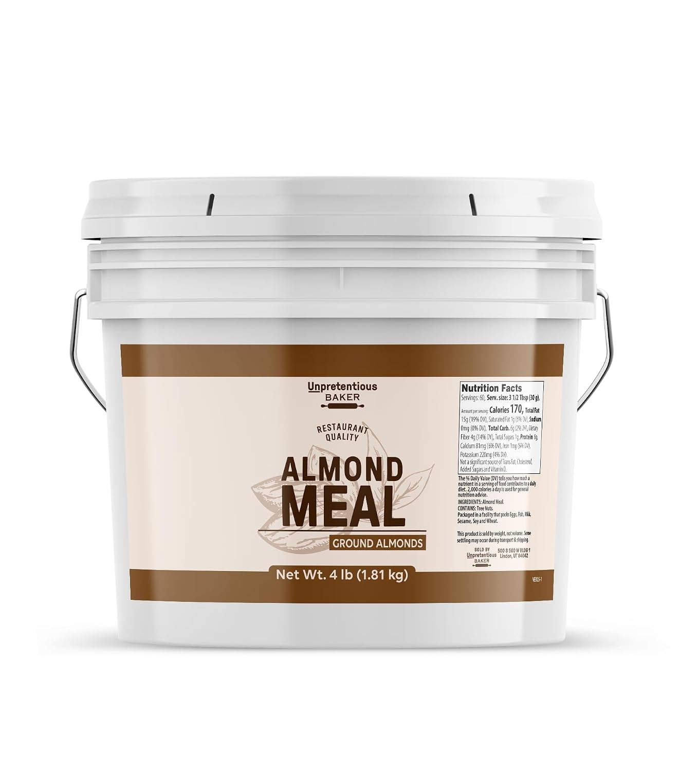 Unpretentious Almond Meal, 1 Gallon, Breading Replacement, Great for Rubs, Breads & Baked Goods