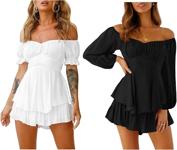 Fixmatti Women Boho Chiffon Shorts Romper Jumpsuits