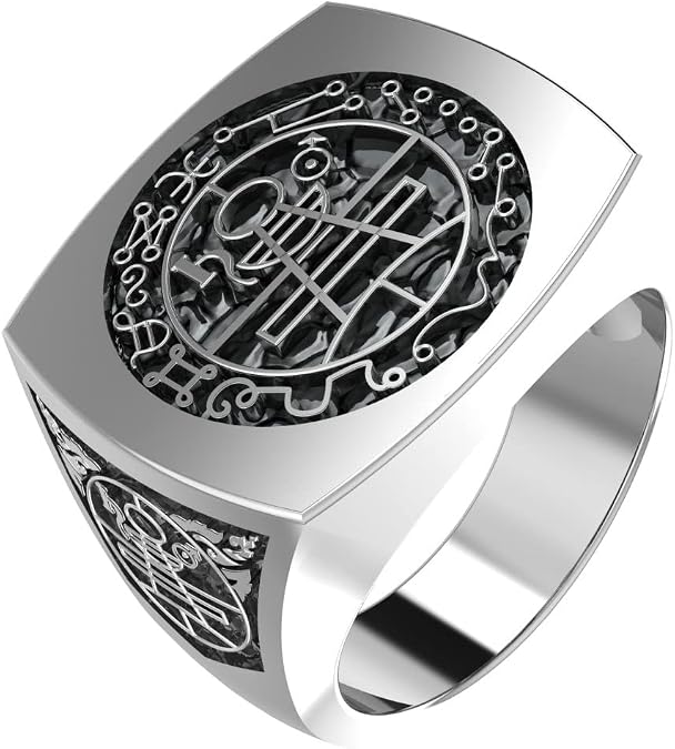 Secret Seal Of King Solomon Ring with 925 Sterling Silver Size 6-15