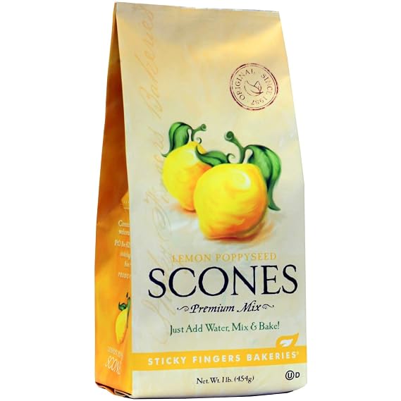 Sticky Fingers Bakeries, English Scone Mix, Lemon Poppyseed, Just Add Water, Mix, and Bake. Makes 12 Scones (Pack of 1)