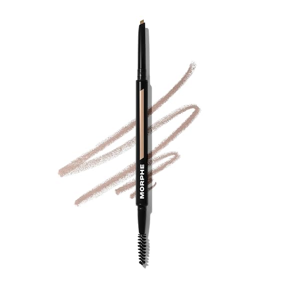 Morphe Definer Dual-Ended Brow Pencil & Spoolie - Eyebrow Pencil with Precision Slanted Tip for Shaping, Defining & Filling - Smooth, No-Tug Formula - Praline (0.003 oz)