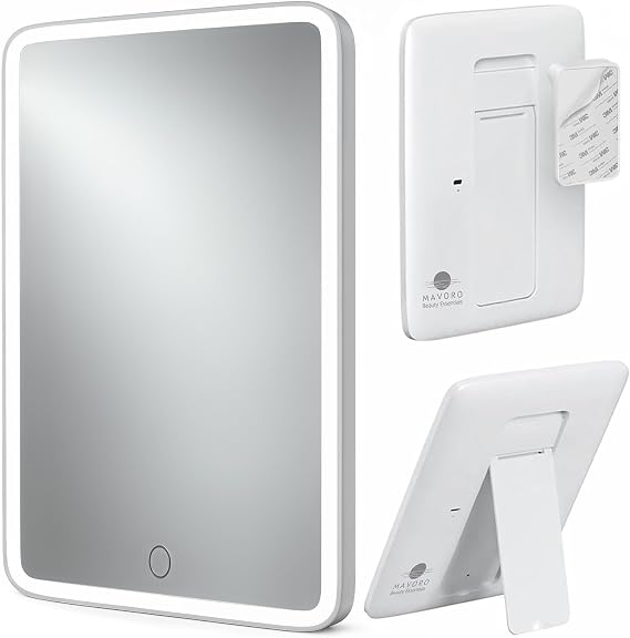 Mavoro 7x9 LED Makeup Mirror | Glass | 3M Wall Mount | Table Stand