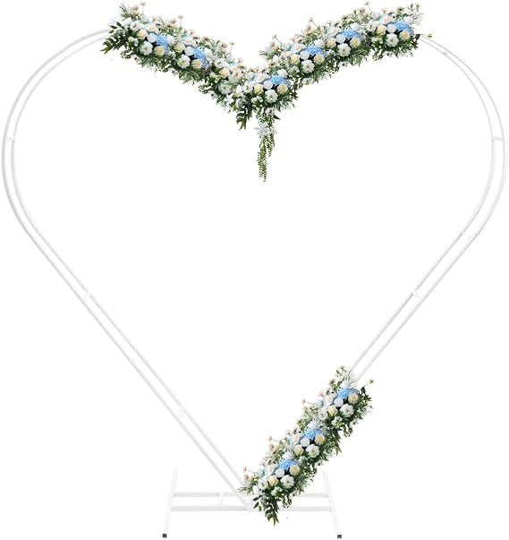 Metal Arch Backdrop Stand 6.79 * 6.89ft Heart-Shaped Wedding Birthday Party Arch Decorations Balloon Flowers Stand Frame Metal Garden Arch Event Decor