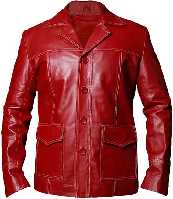 Fight Red Club Tyler Durden Mayhem Real Leather Jacket