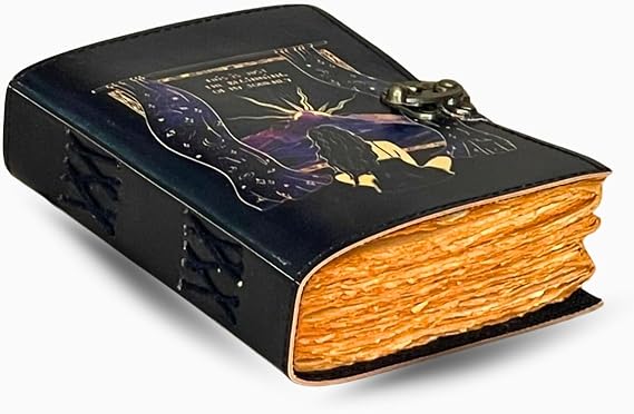 Leather Antique Deckle Edge Paper Journal This Is Just the Beginning on My Journey Vintage Leather Notebook with Lock Inspirational Writing Diary for Travel, Sketching & Personal Growth 200 Pages 7 Inches